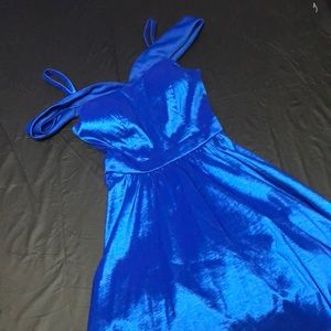 Stunning blue satin high-low dress